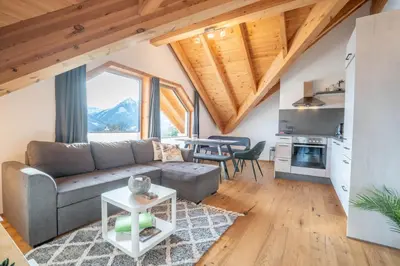 Ein Sitzbereich in der Unterkunft Bergzauber View