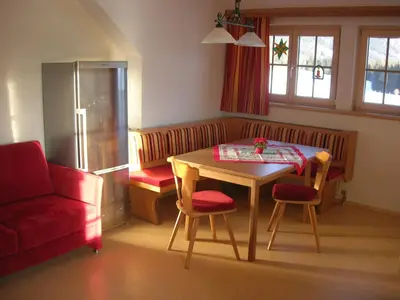 Ein Sitzbereich in der Unterkunft Polzhof