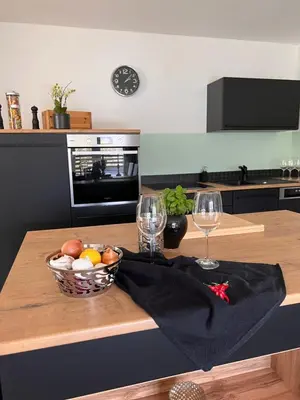 Küche/Küchenzeile in der Unterkunft Ferienwohnung Traunkirchen mit Seeblick