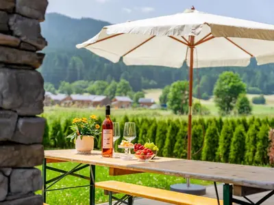 Ein allgemeiner Bergblick oder ein Berglick von des Chalets aus