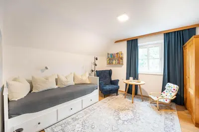 Ein Sitzbereich in der Unterkunft Ferienhaus Zur alten Mühle